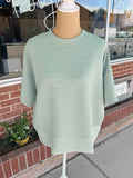 Boxy Ribbed Top - Dusty Green