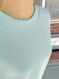 Boxy Ribbed Top - Dusty Green