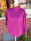 1/4-Zip Scuba Pullover with Pockets - Plum