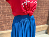 Smocked-Waist Skirt with Pockets