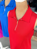 Sun-Cool Sporty Zip Tank - Ruby