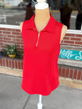 Sun-Cool Sporty Zip Tank - Ruby