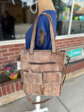 Genuine Leather Tote with Antique Finish Rivets