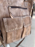 Genuine Leather Tote with Antique Finish Rivets