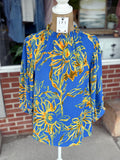 Ruffle Neckline Sunflower Blouse