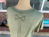 Washed Ribbed Cuffed Top - Light Olive
