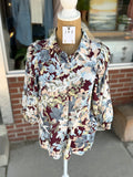 Floral-Frinted Button Blouse