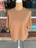 Ribbed Boxy Top - Deep Camel
