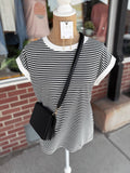 Stripe Contrast Trim Top