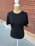 Ruched-Side Dolman Tee - Black