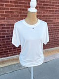 Ruched-Side Dolman Tee - White