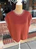 Stitch Detailed Oversized Sweater Vest - Rust