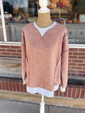 Vintage Contrast Trim Pullover - Rust