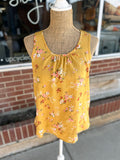 Floral Scoop-Neck Tank - Mustard