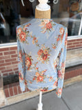 Floral Sheer Top with Merrow Hem