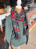 Lightweight Scarf -  Charcoal/Red Plaid