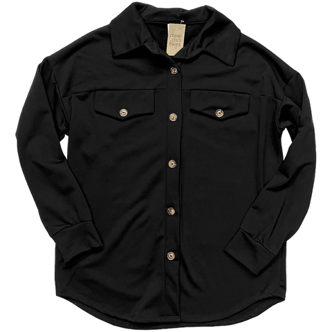 French Terry Shacket - Black