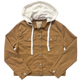 Denim Jacket with Detachable Hood - Camel