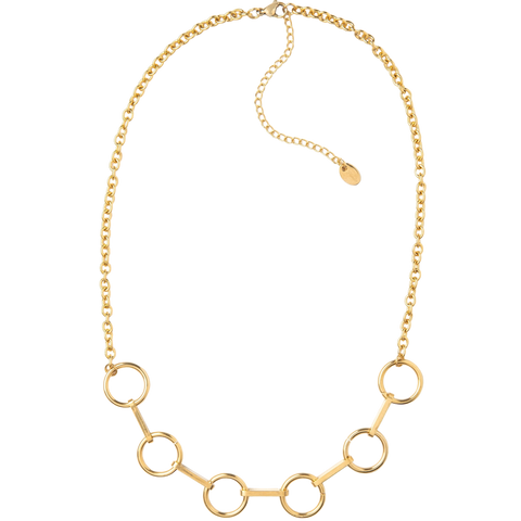 18k Matte Gold Circle & Bar Necklace