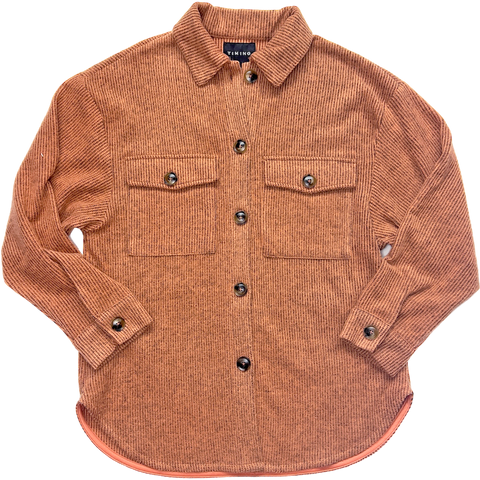 Brushed Waffle Shacket - Light Rust