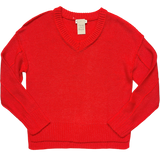 Chunky V-Neck Sweater - Bright Red