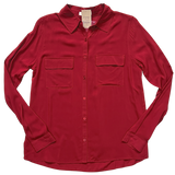 Front Pocket Woven Blouse