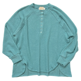 Brushed Melange Henley Top - Dusty Teal