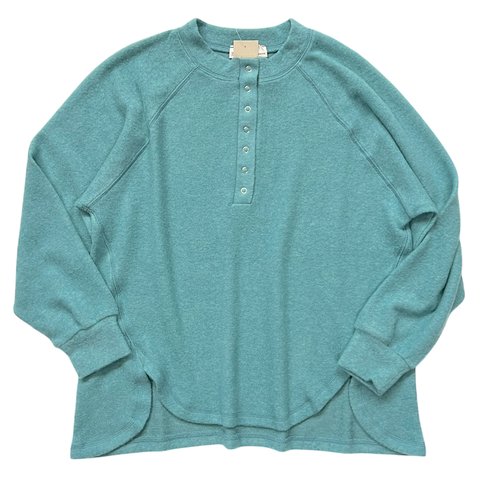 Brushed Melange Henley Top - Dusty Teal