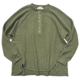 Brushed Melange Henley Top - Dusty Olive