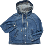 Oversized Raglan Denim Jacket with Hood