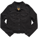 Frayed-Hem Denim Jacket - Black