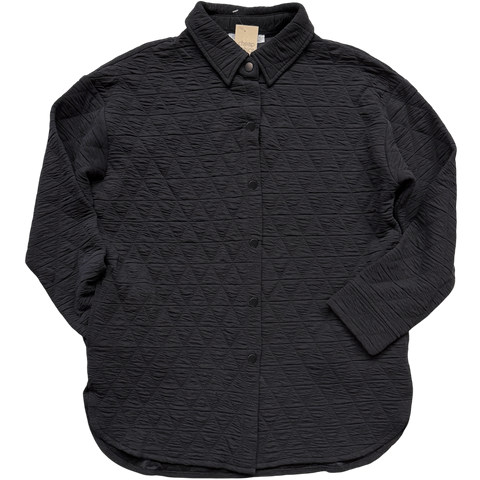 Black Quilted Snap Shacket