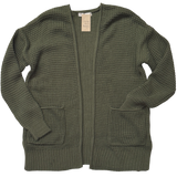 Waffle Cardigan - Dark Olive