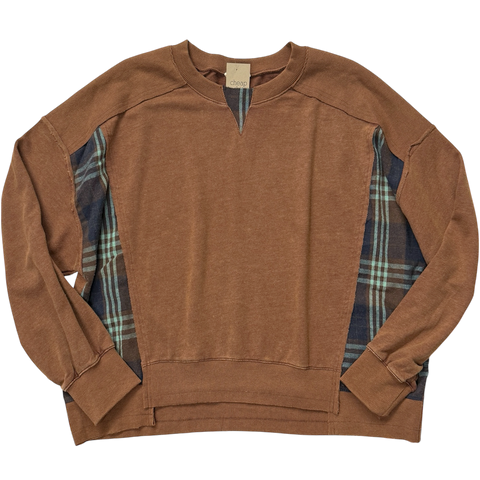 Acid-Wash Plaid Pullover
