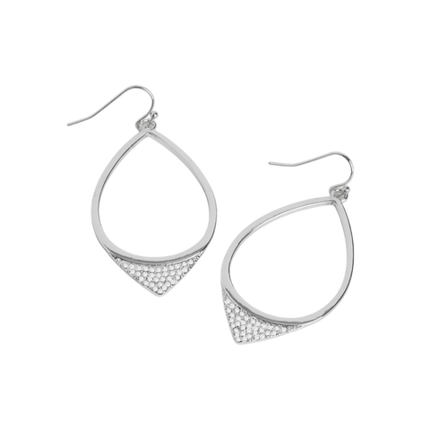 Embellished Teardrop Earrings - Silver