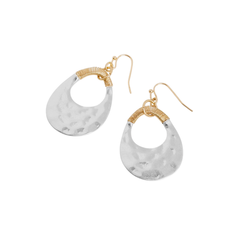 Mixed Metal Hammered Hoop Earring