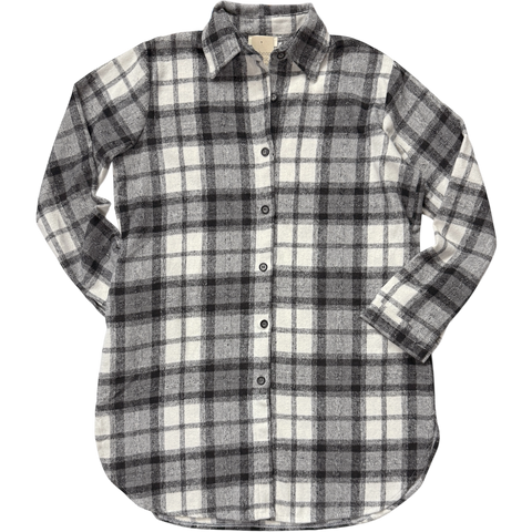 Long Flannel Shacket - Black