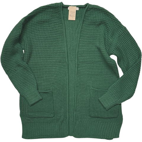 Waffle Cardigan - Dark Green
