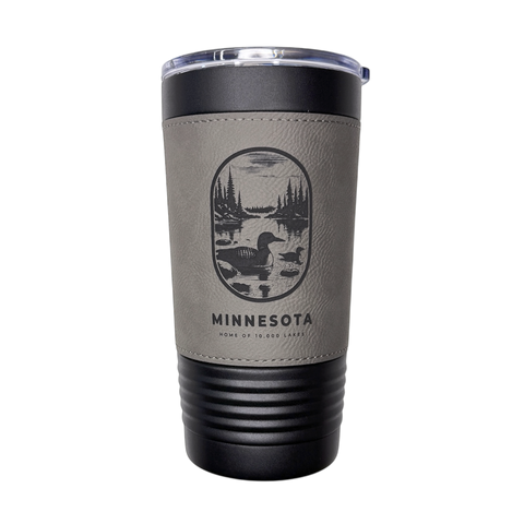 MN Loon Oval 20 oz. Leather Tumbler