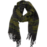 Fuzzy Oblong Scarf - Black/Olive