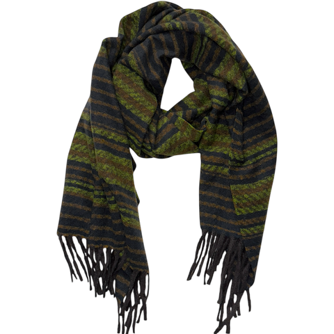 Fuzzy Oblong Scarf - Black/Olive