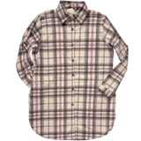Long Flannel Shacket - Brown/Pink