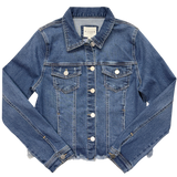 Frayed-Hem Denim Jacket - Medium Wash
