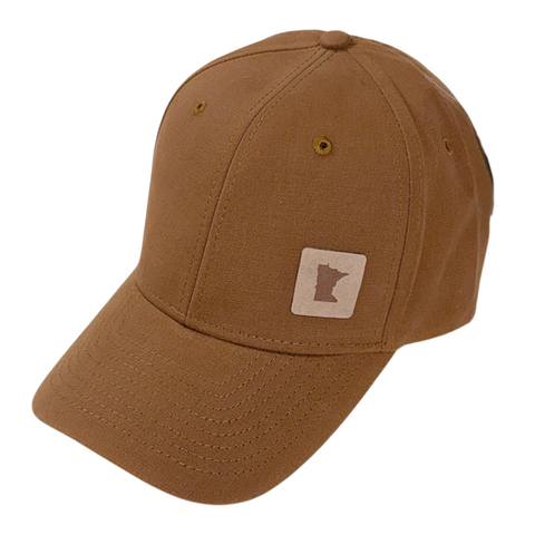 MN Faux Suede Patch Baseball Hat - Saddle Brown