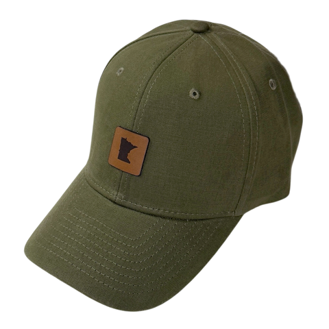 MN Leather Patch Baseball Hat - Olive