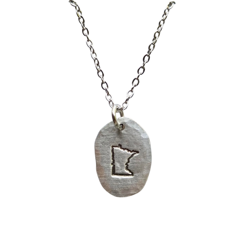 MN Hand-Stamped Pewter Necklae