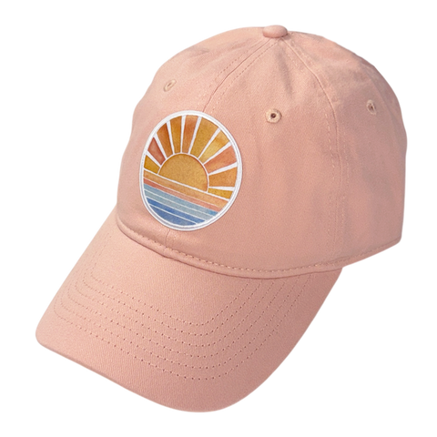 Watercolor Sun Patch Baseball Hat - Peach