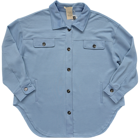 Waffle Shacket - Dusty Blue