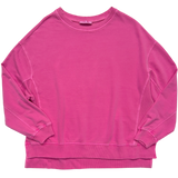 Ribbed-Side Hi-Low Pullover - Hot Pink