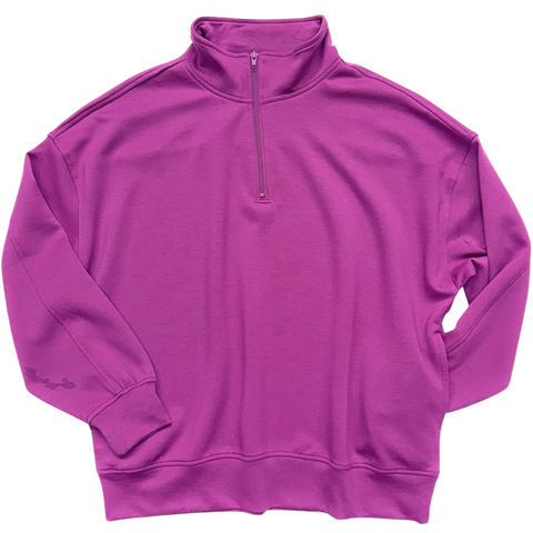 1/4-Zip Scuba Pullover with Pockets - Plum